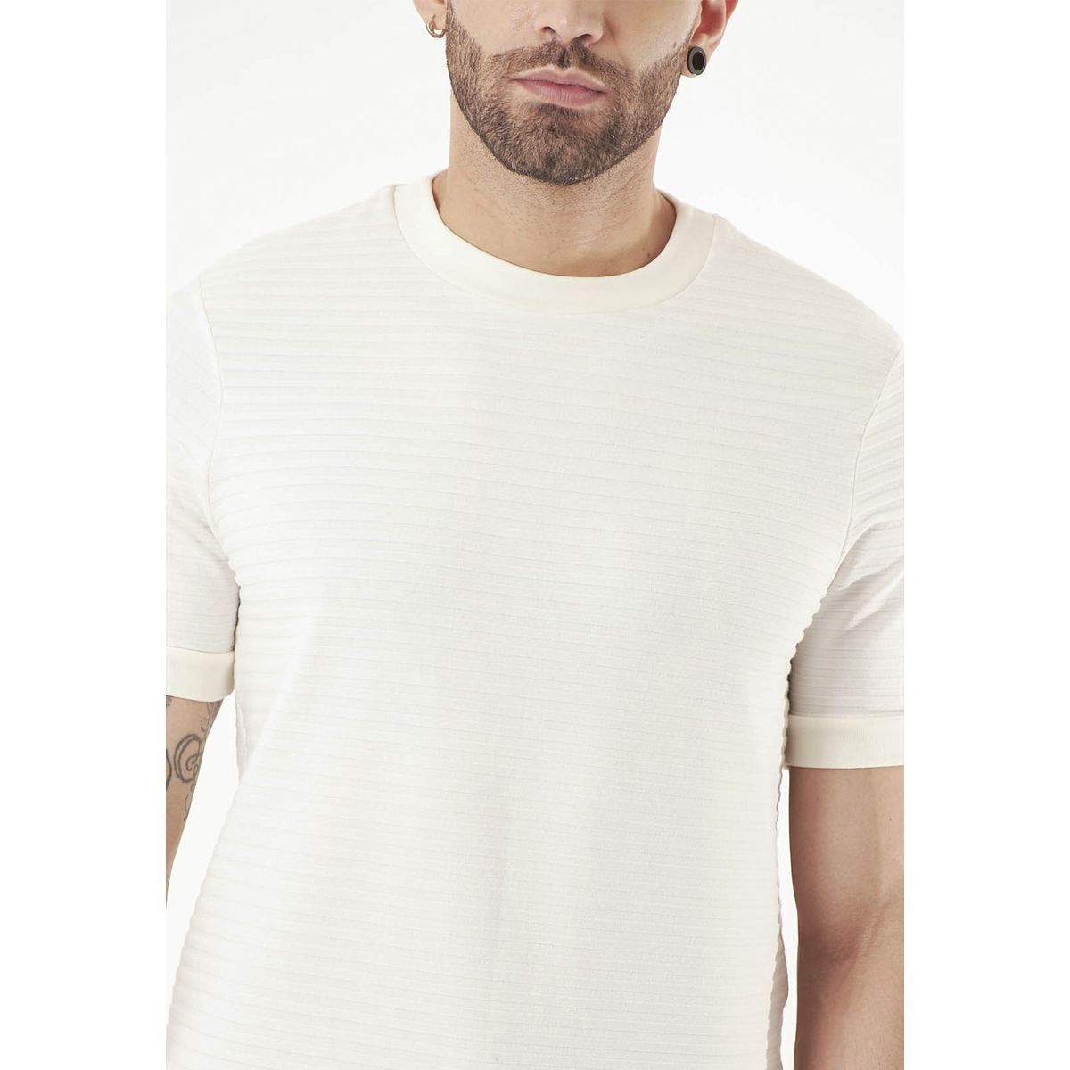 BELIFE - Camiseta manga corta ivory para hombre