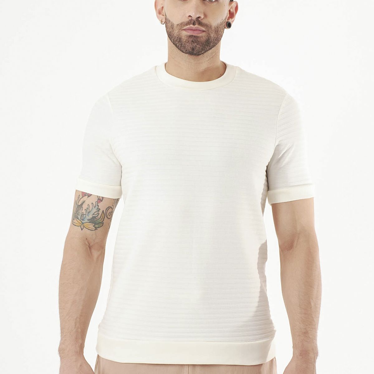 BELIFE - Camiseta manga corta ivory para hombre