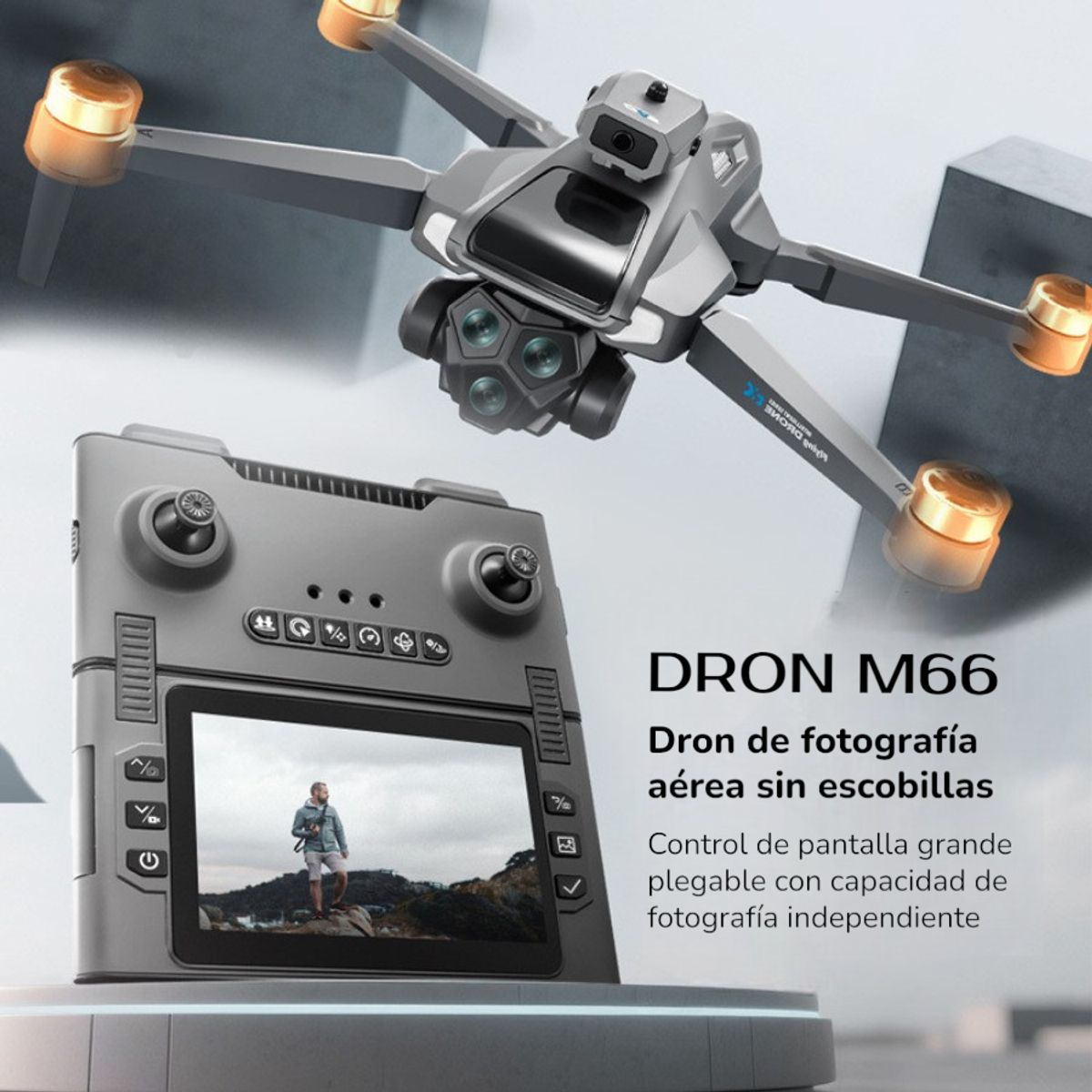 GENERICO - Dron M66 Sin Escobillas Pantalla Evitación De Obstáculos Fpv