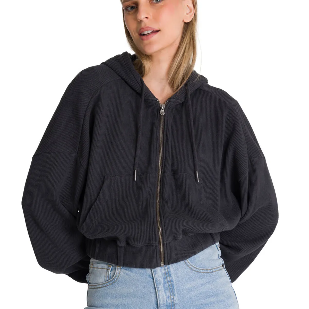 CAT - Buzo Mujer CAT WAFFLE-KNIT CROPPED Negro CAT