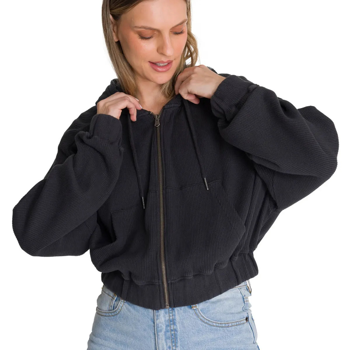 CAT - Buzo Mujer CAT WAFFLE-KNIT CROPPED Negro CAT