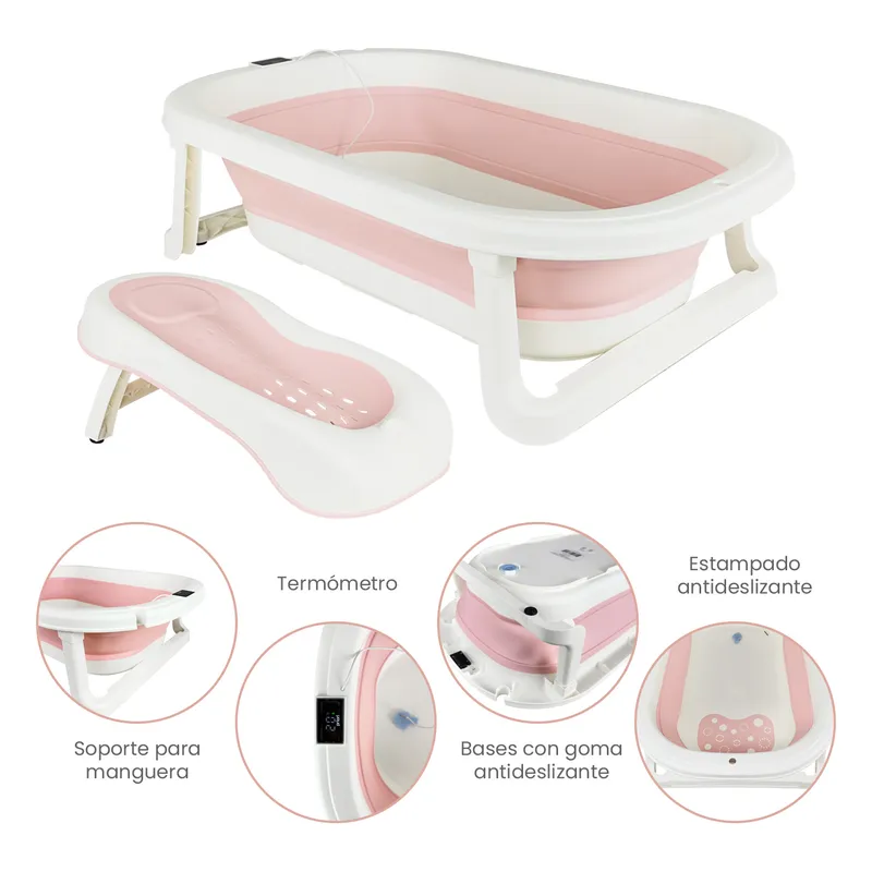 PRIORI - Bañera Bebe Plegable Splash Priori Rosa
