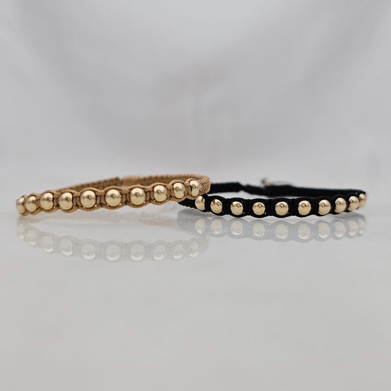 DIBESENSI JOYERIA - Combo 2 Pulseras macramé continuo En Balin liso 4mm ORO LAMINADO 18K