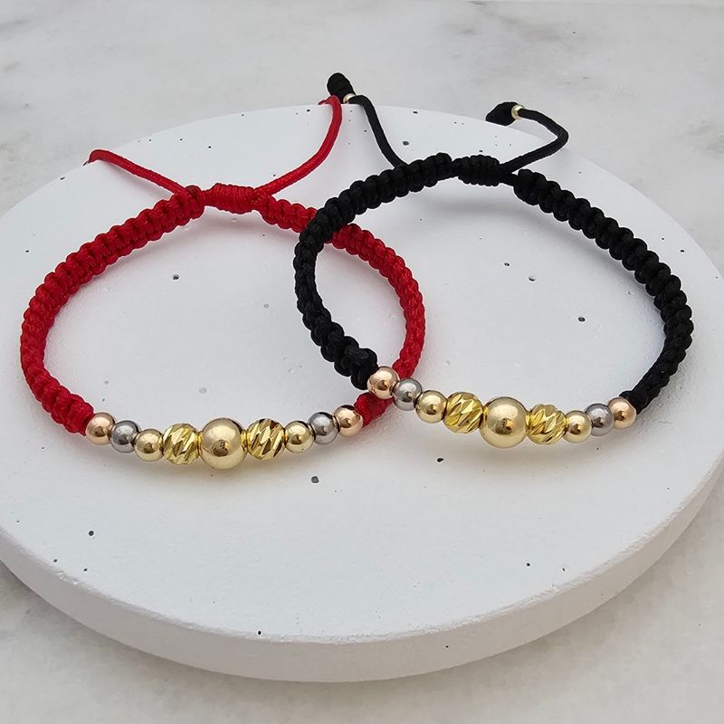 DIBESENSI JOYERIA - Combo 2 Pulseras 3 oros Balin 4-5-6mm En ORO LAMINADO 18K