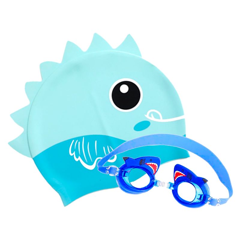 GENERICO - Set Gorro Silicona Niños + Gafas Natación Animales Piscina