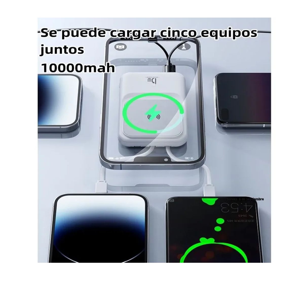 GENERICO - POWER BANK W010 CARGA RAPIDA INALAMBRICO 10.000 MAH