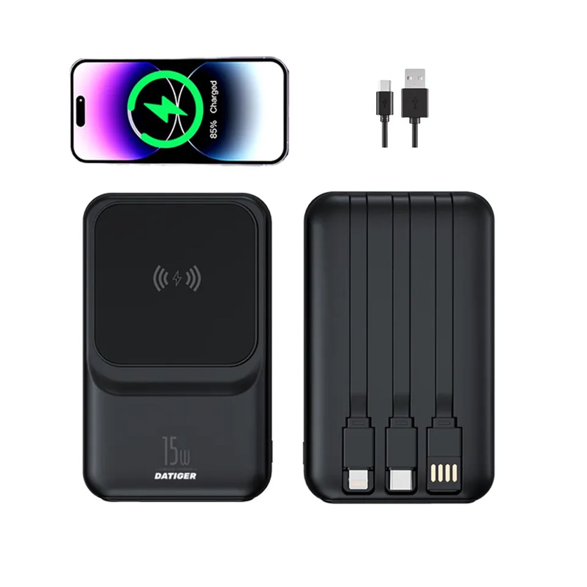 GENERICO - POWER BANK W010 CARGA RAPIDA INALAMBRICO 10.000 MAH