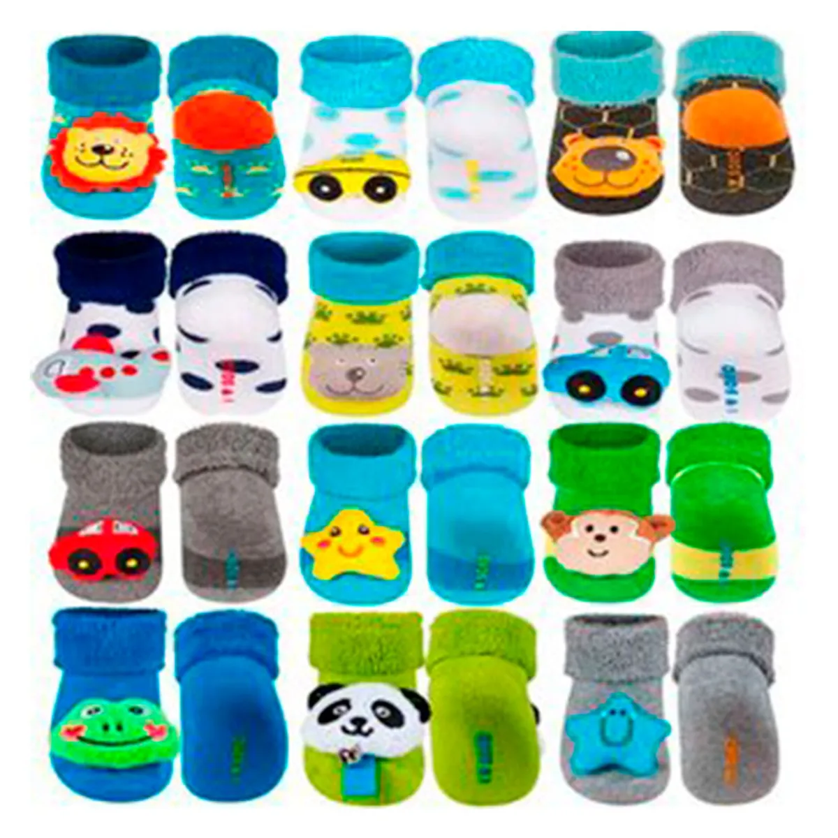 BABY KDS - Set medias peluche x 12  para niño / bebe - multicolor