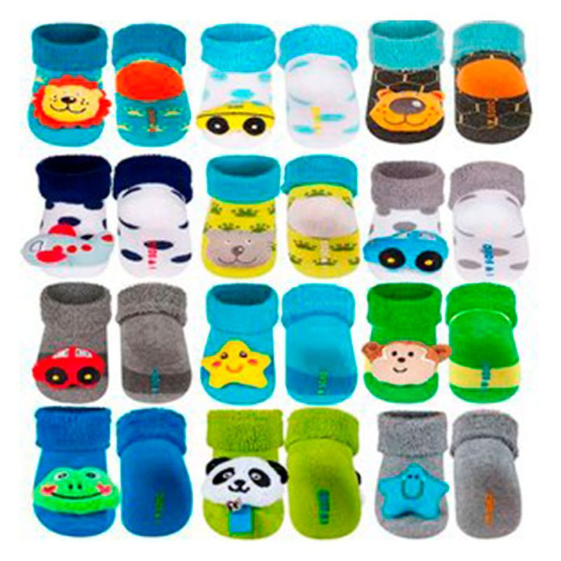 BABY KDS - Set medias peluche x 12  para niño / bebe - multicolor