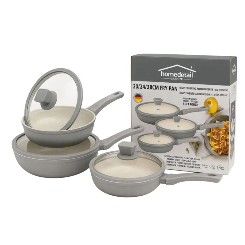 OEM - Juego Set Sartenes x6 Granito Marmol Ceramica Antiadherente Verde