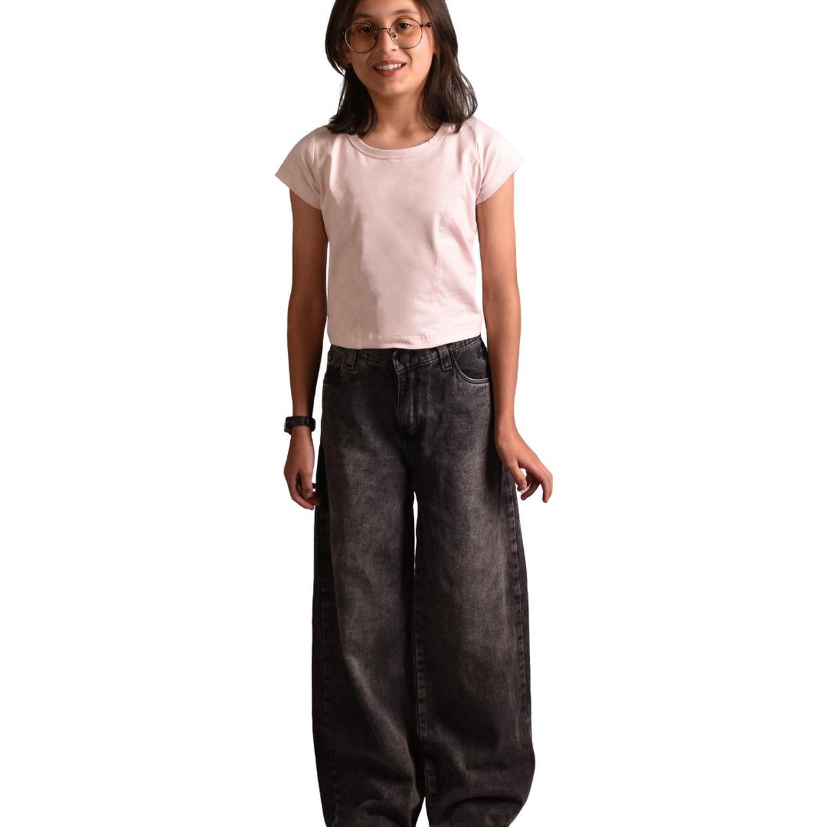 BIGBOYS - Jean Ancho Palazzo Negro Niña