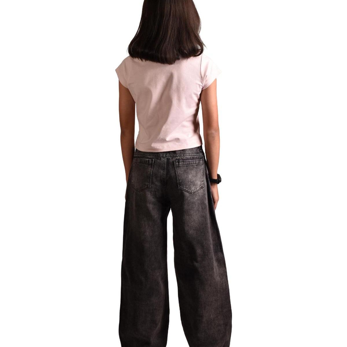 BIGBOYS - Jean Ancho Palazzo Negro Niña