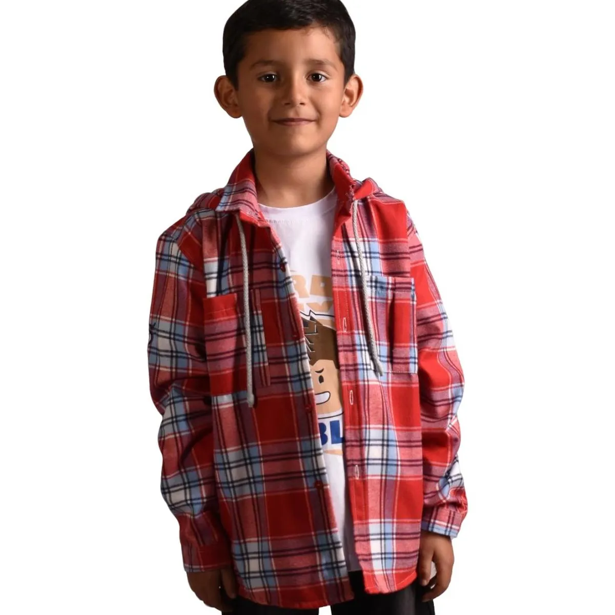 BIGBOYS - Camisa Leñador Rojo Azul Niño