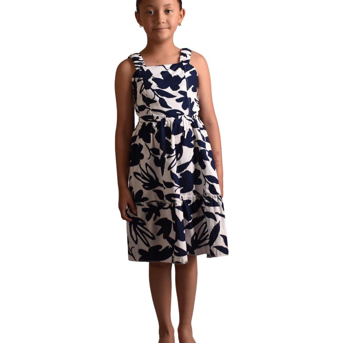 BIGBOYS - Vestido Corto Flores Azul Oscuro Niña