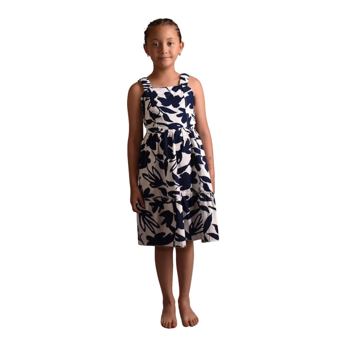 BIGBOYS - Vestido Corto Flores Azul Oscuro Niña