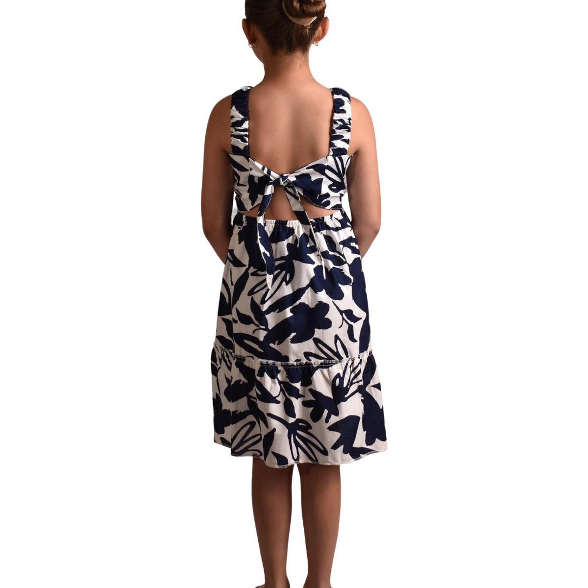 BIGBOYS - Vestido Corto Flores Azul Oscuro Niña