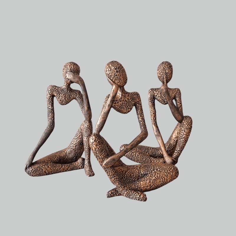 GENERICO - Trio de Siluetas Pensantes Negro con Cobre