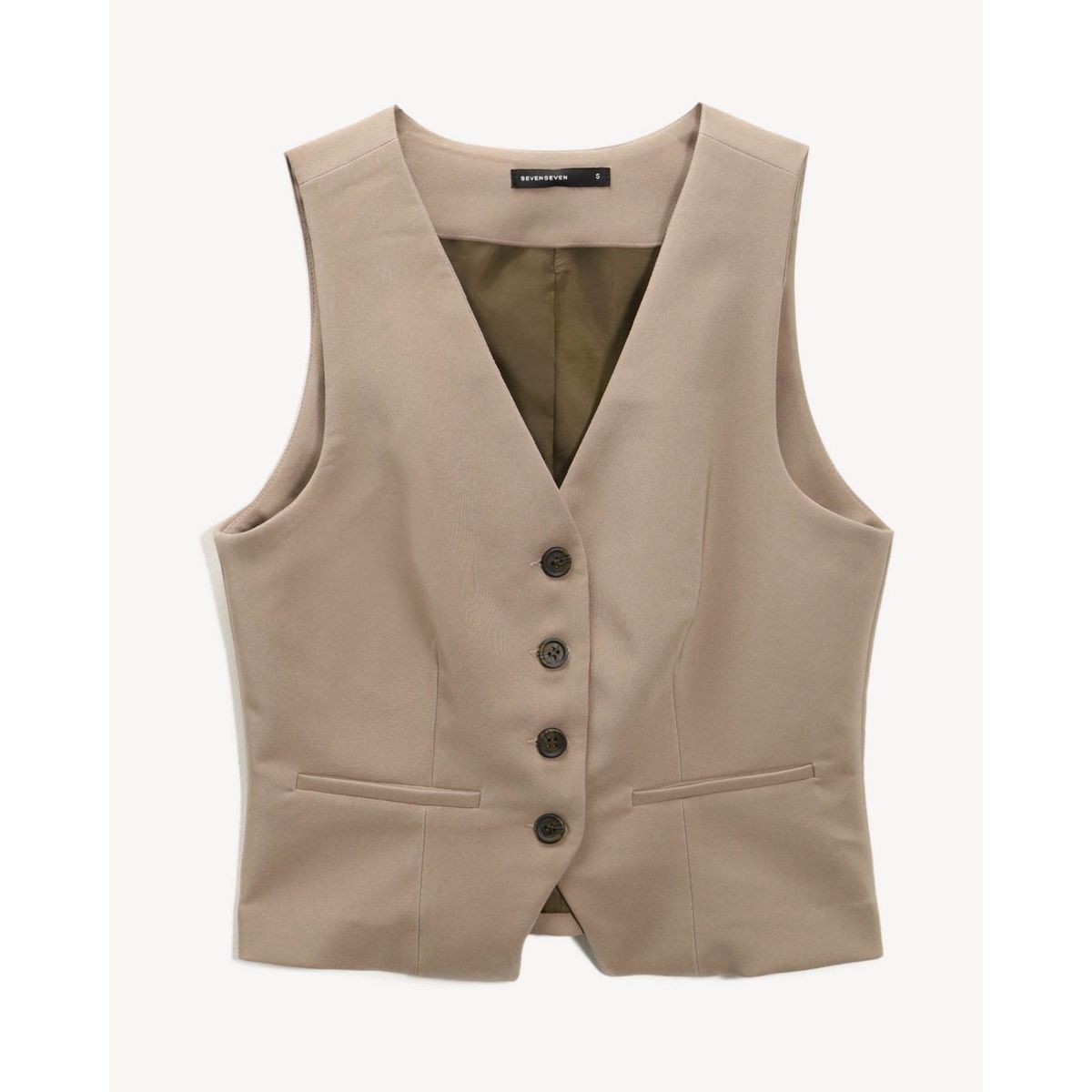 SEVEN SEVEN - Chaleco Para Mujer Plano Color Beige Marca Seven Seven #28250149