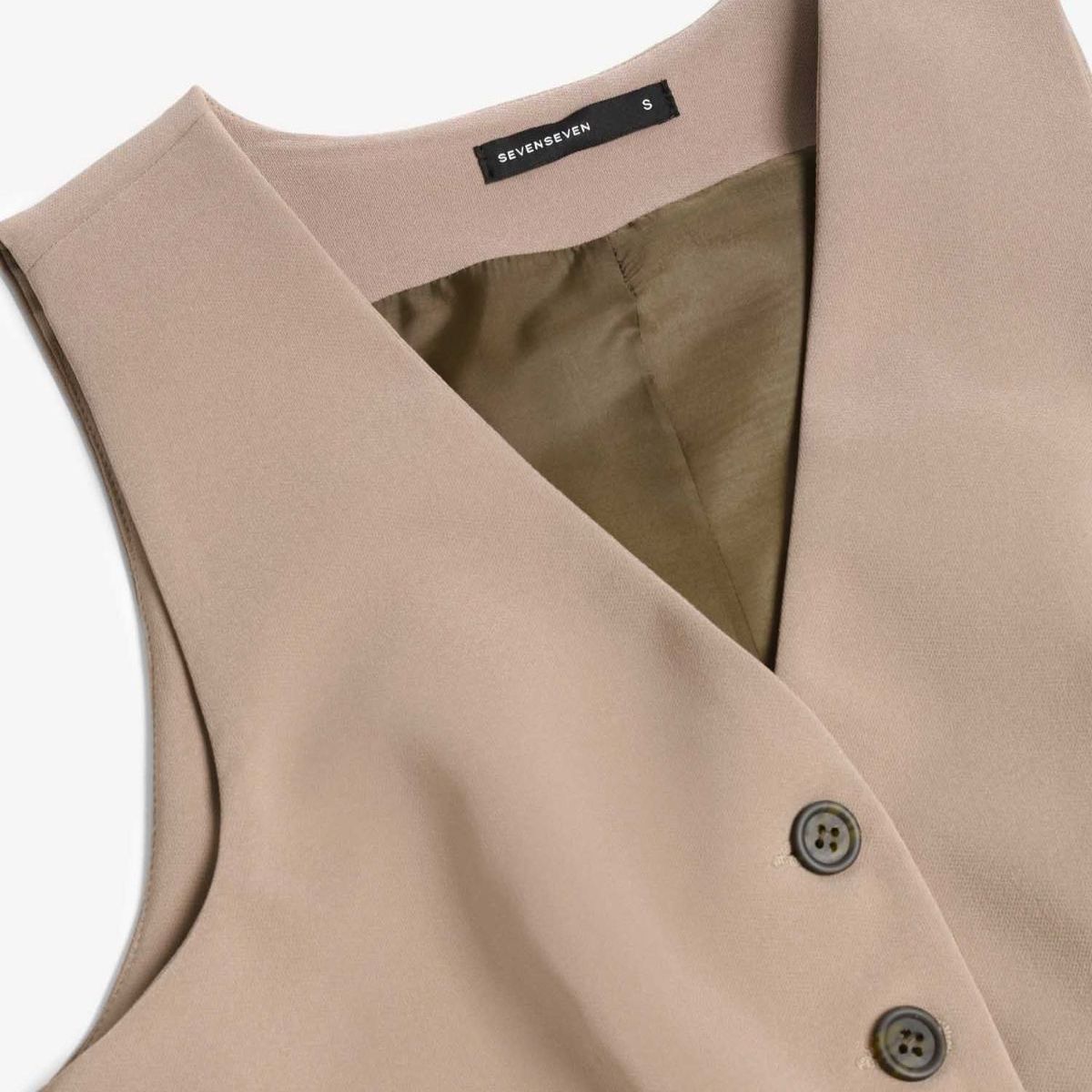 SEVEN SEVEN - Chaleco Para Mujer Plano Color Beige Marca Seven Seven #28250149