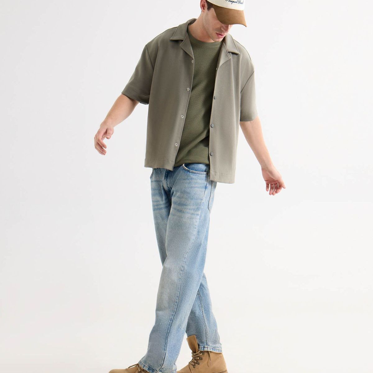 SEVEN SEVEN - Camisa Resort Cuello Abierto  Para Hombre Verde Seven Seven