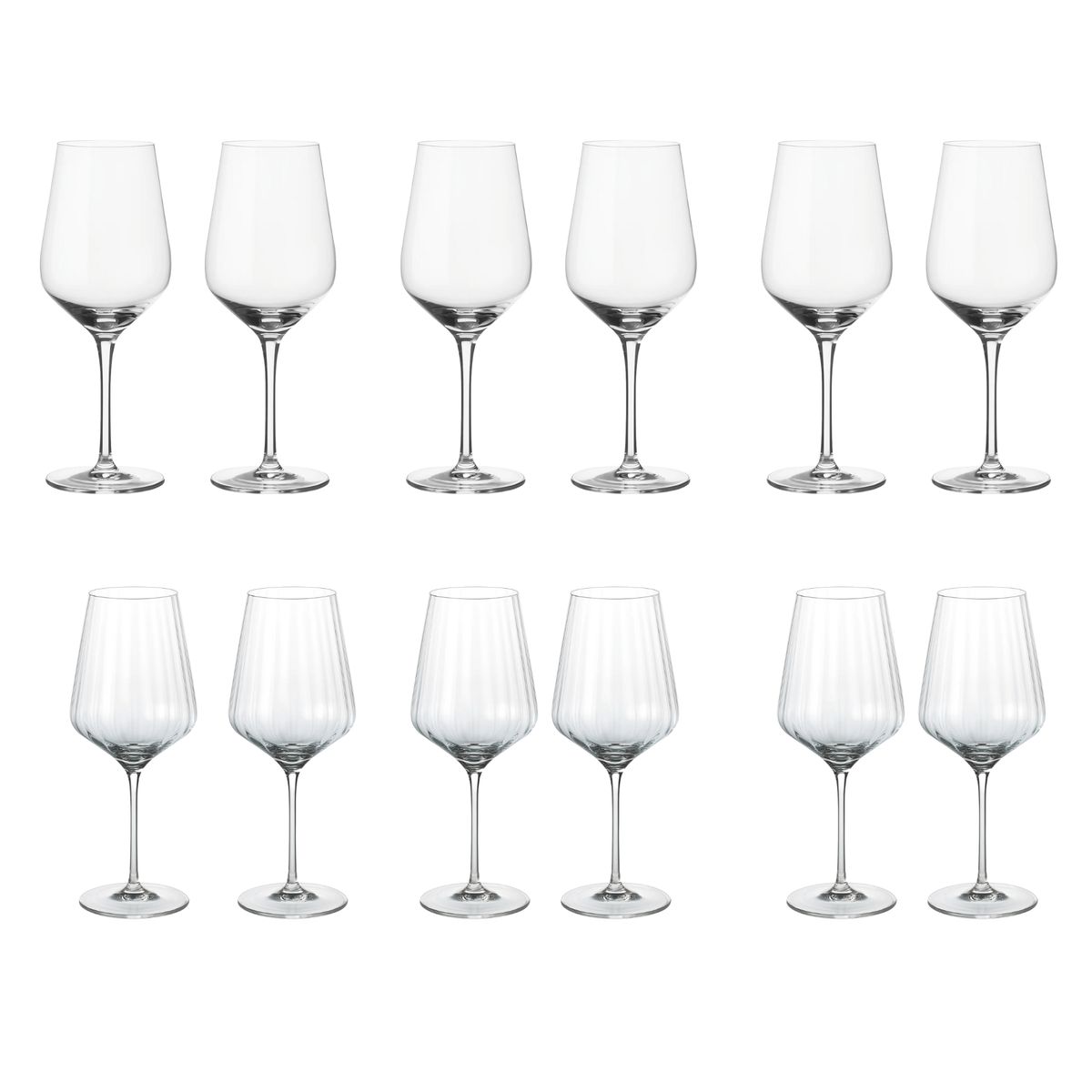 LIBBEY - Set x12 Copas Carré Optics Vino Tinto 530 ml y Blanco 385 ml