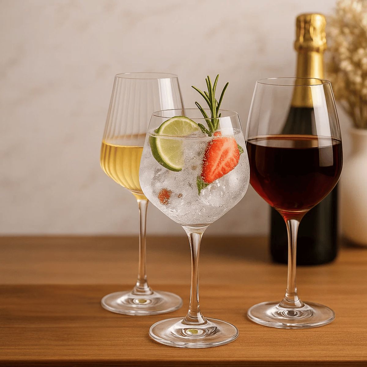 LIBBEY - Set x12 Copas Carré Optics Vino Tinto 530 ml y Blanco 385 ml