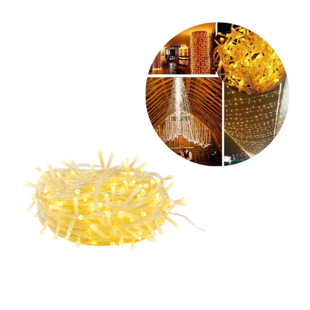 ADQUIERELO YA - Extensión Luz LED Lineal Cálida 200 Luces 14 Metros Cable Transp