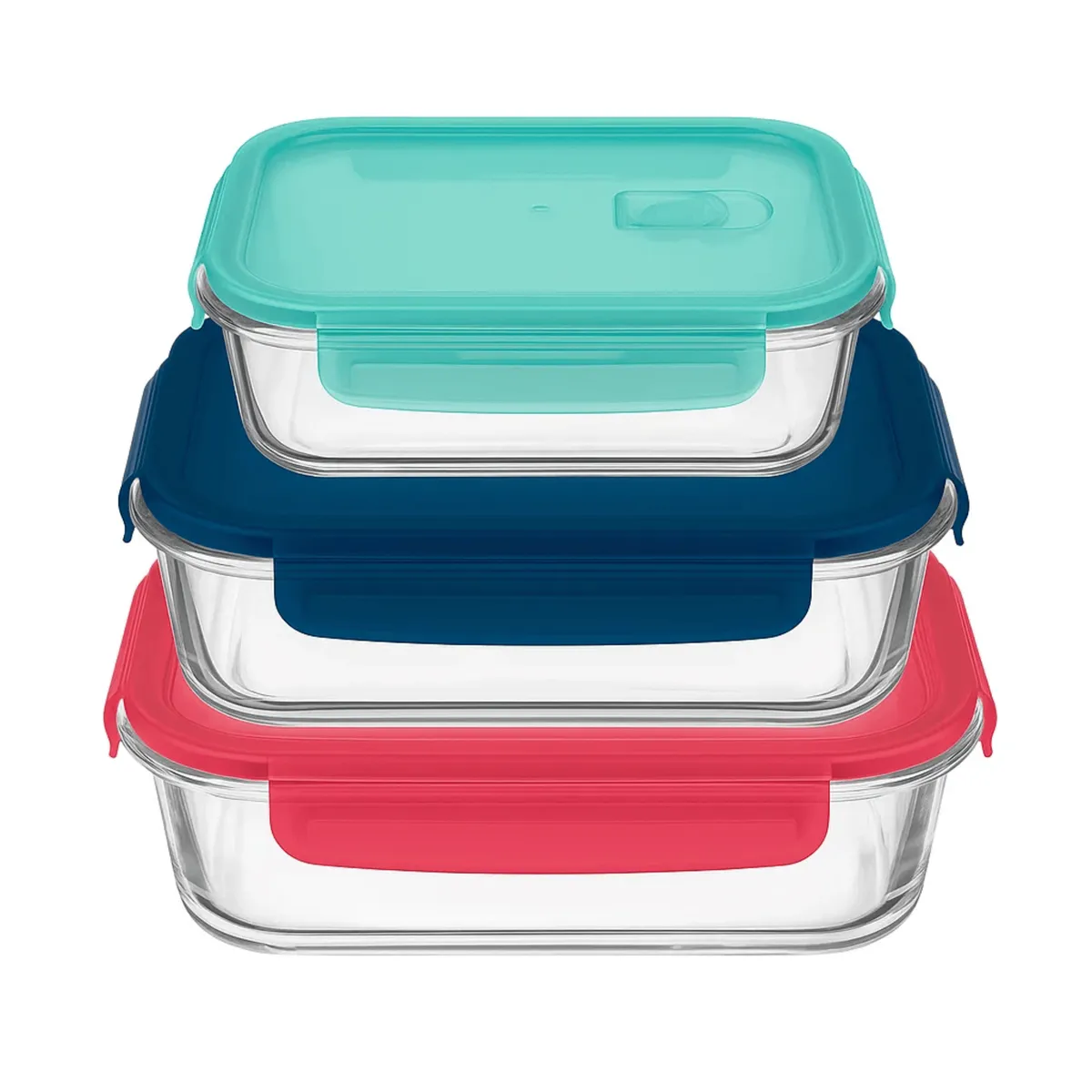 KITCHENWARE - Set x3 Contenedores Herméticos Vidrio Rectangulares y Cuadrado