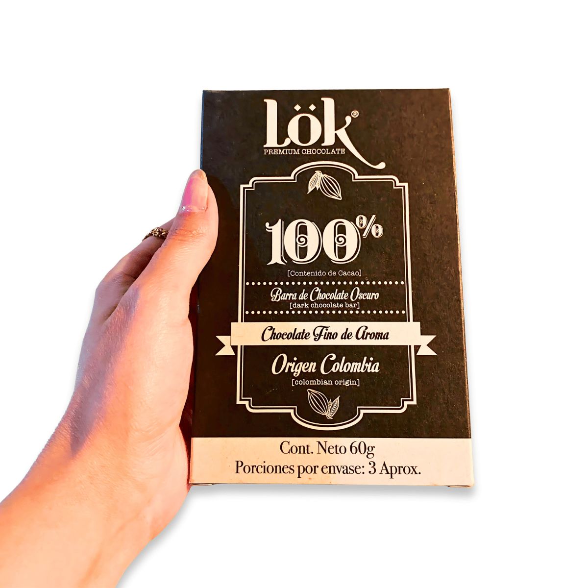 LOK FOODS - Barra de Chocolate Lok 100% Cacao  de 60g