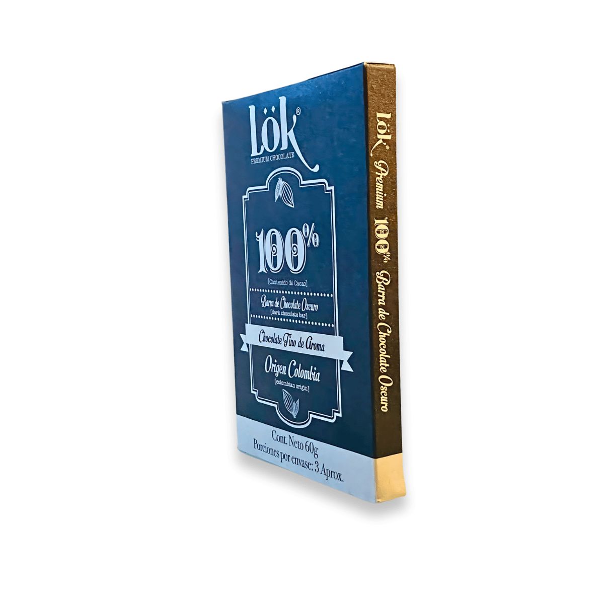 LOK FOODS - Barra de Chocolate Lok 100% Cacao  de 60g