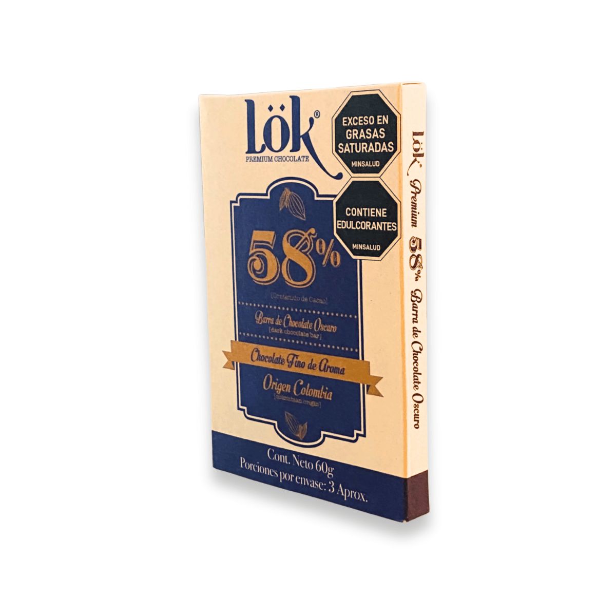 LOK FOODS - Barra Chocolate Oscuro Lok 58% Fino Aroma X 60g
