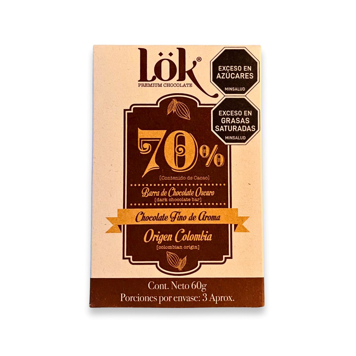 LOK FOODS - Barra Chocolate Lok 70% cacao por 60g