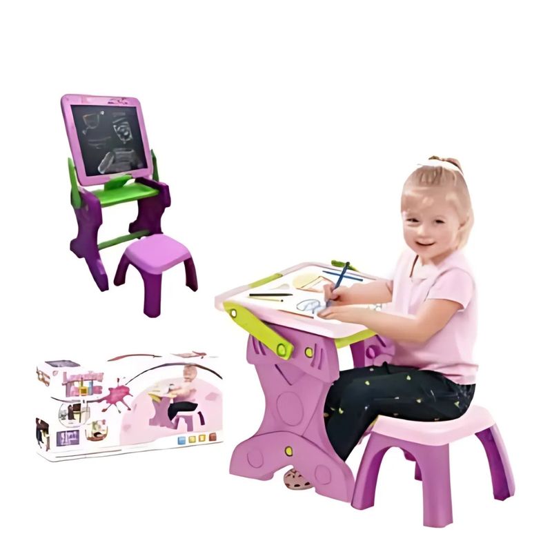 AMERICAN GENERICS - Tablero Pizzara Infantil Con Caballete 2 En 1 Con Accesorios