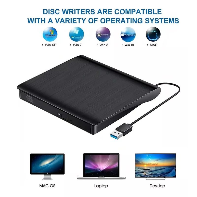 GENERICO - Unidad Quemadora Externa De Cd dvd-rw portable Tipoc+usb 30