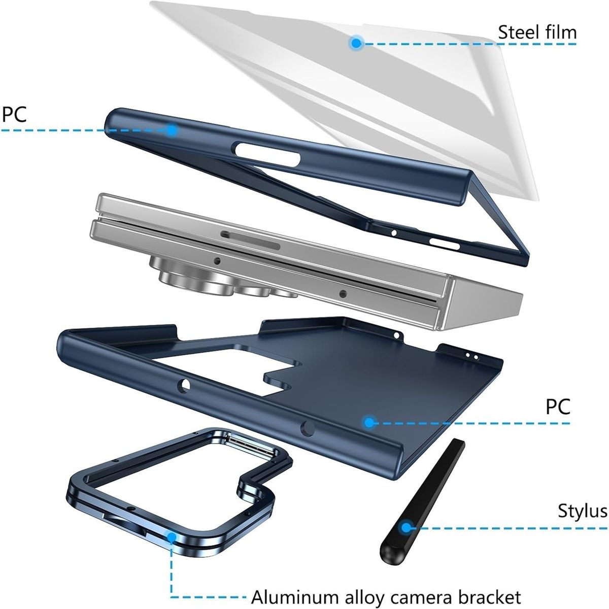 GENERICO - Cover Premium Resistente Soporte Compatible Samsung Z Fold 7 Azul