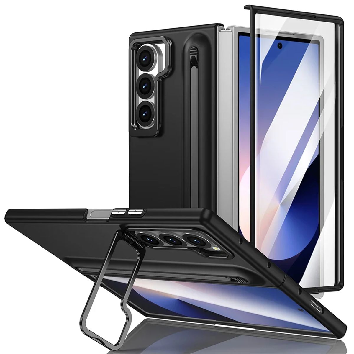 GENERICO - Funda Premium Resistente Soporte Compatible Samsung Z Fold 5 Negro