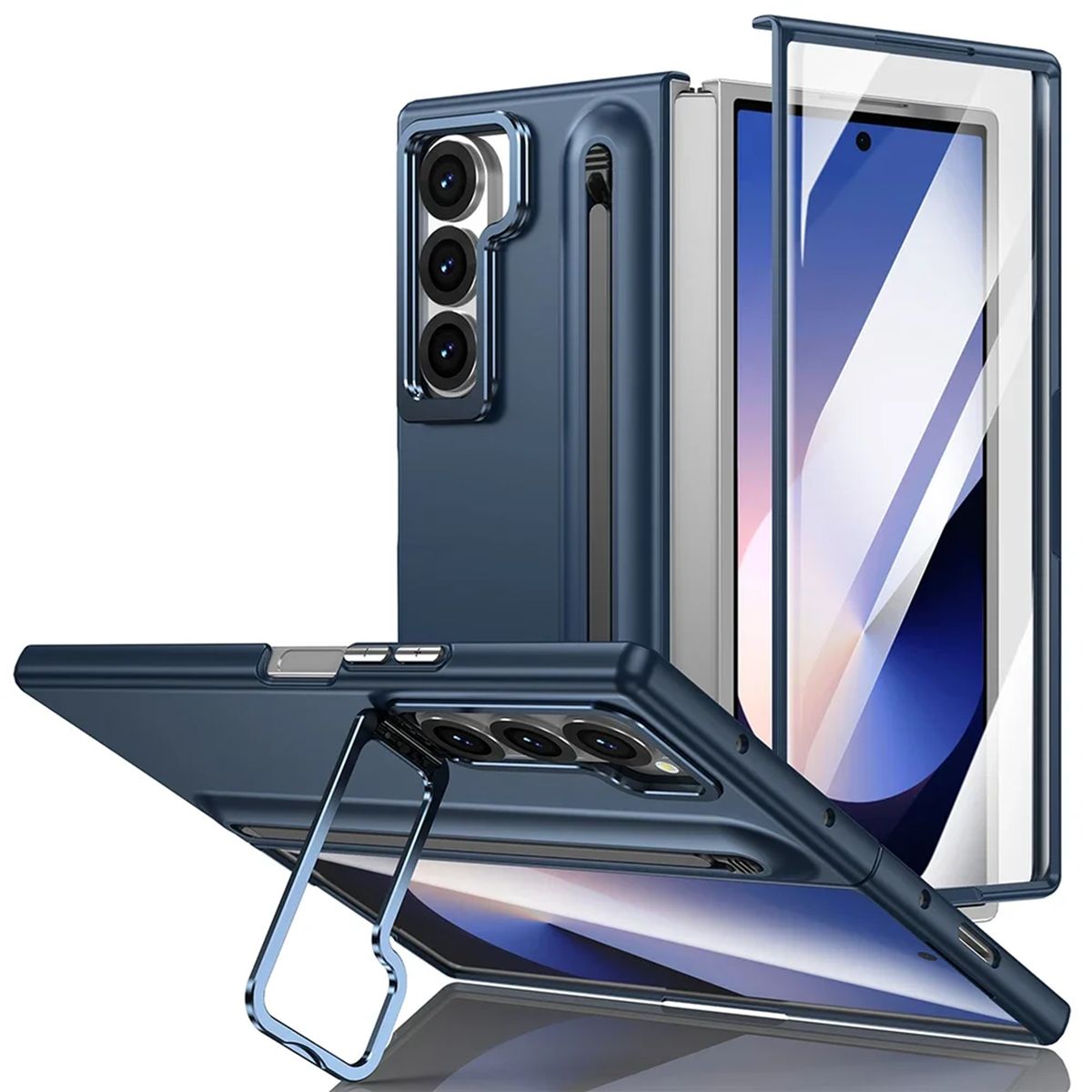 GENERICO - Funda Premium Resistente Soporte Compatible Samsung Z Fold 5 Azul