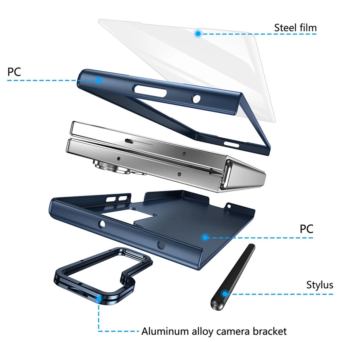 GENERICO - Funda Premium Resistente Soporte Compatible Samsung Z Fold 6 Azul