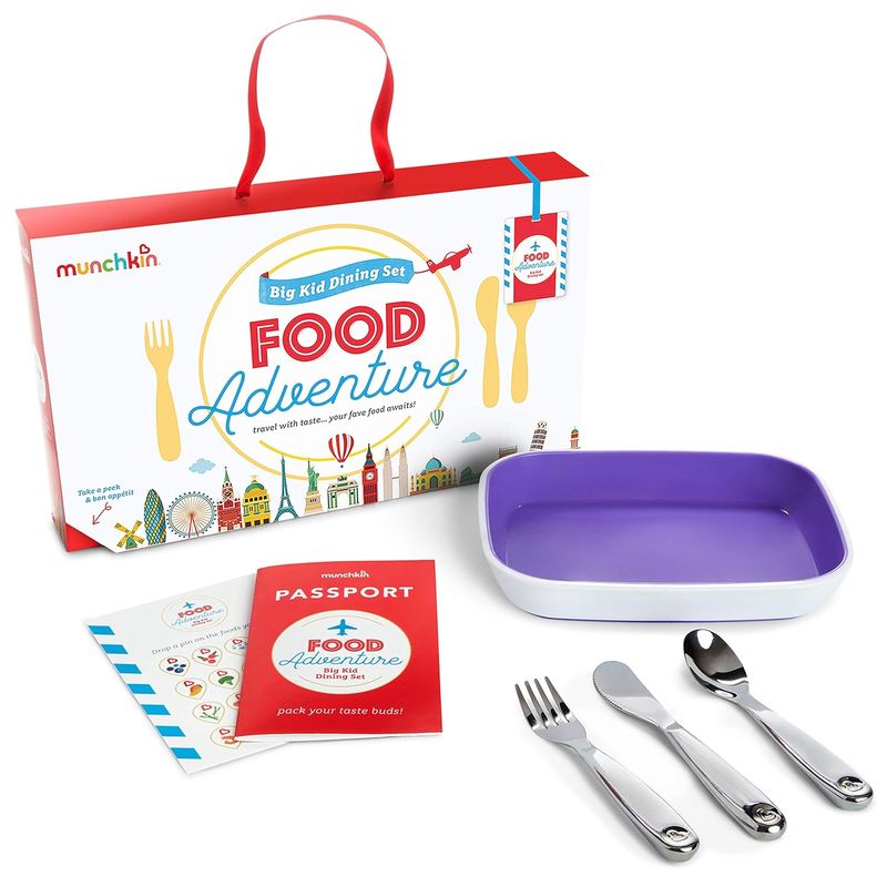 MUNCHKIN - Set de Comida Munchkin® Splash™ para Niños Plato y Utensilios Acero