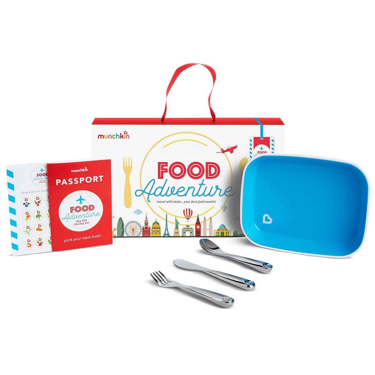 MUNCHKIN - Set de Comida Munchkin Splash para Niños Plato y Utensilios de Acero