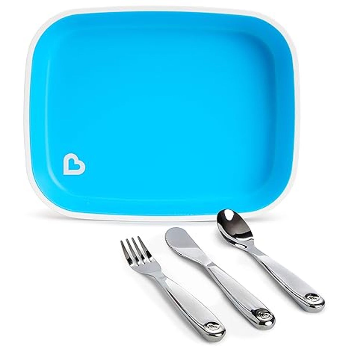 MUNCHKIN - Set de Comida Munchkin Splash para Niños Plato y Utensilios de Acero