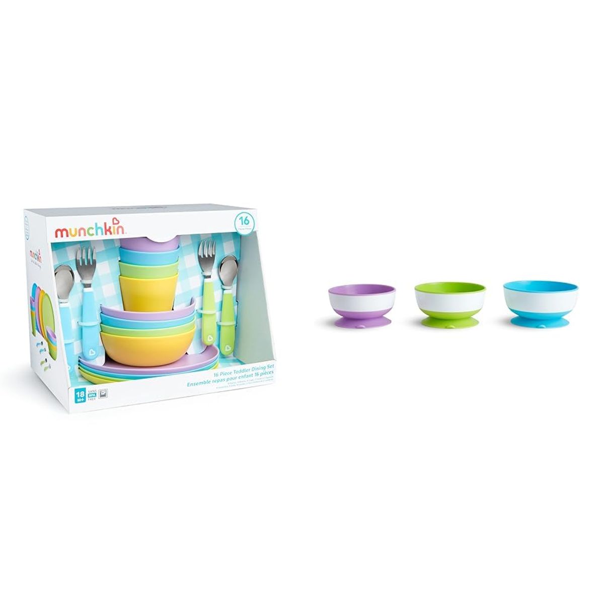 MUNCHKIN - Kit de vajilla para bebé Munchkin 16 piezas – platos, bowls y cubiertos”