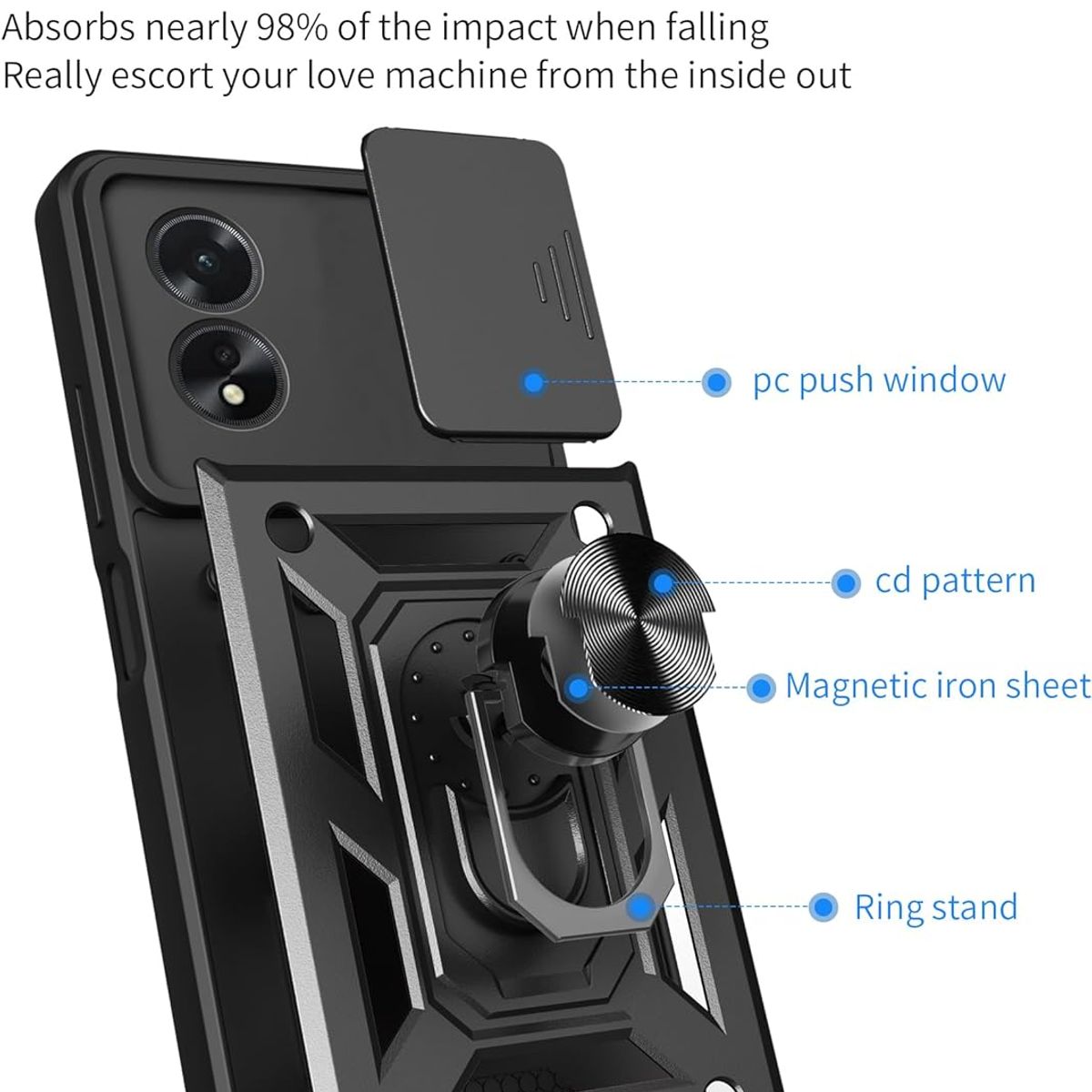GENERICO - Forro Estuche Protector Funda Para Oppo A38 con Protector Cámara