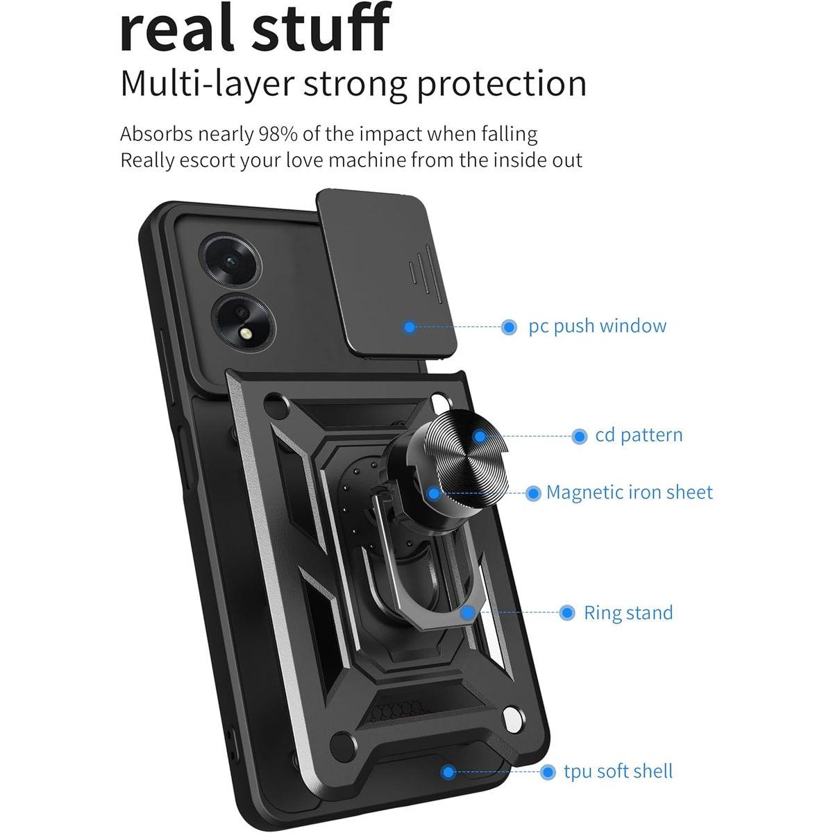 GENERICO - Forro Estuche Protector Funda Para Oppo A38 con Protector Cámara