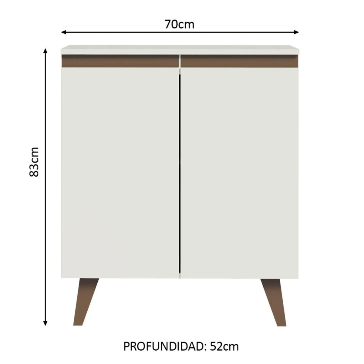 MADESA - Mueble de Cocina Bajo Reims 70 cm 2 Puertas Blanco