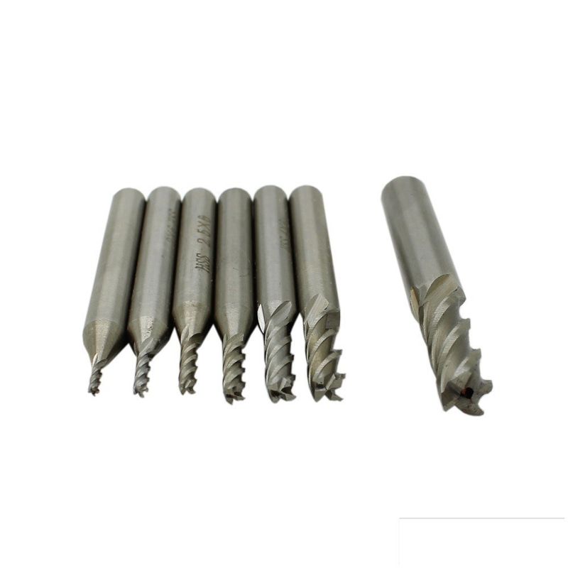 GENERICO - Kit 7 Fresas Brocas 4 Flautas HSS 1.5-6mm Router Bits