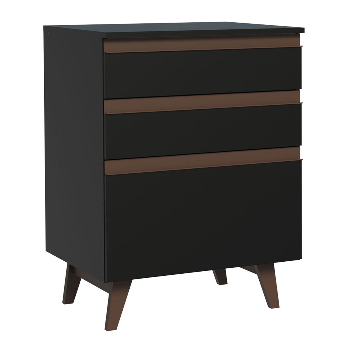 MADESA - Mueble de Cocina Bajo Reims 60 cm 3 Cajones Negro