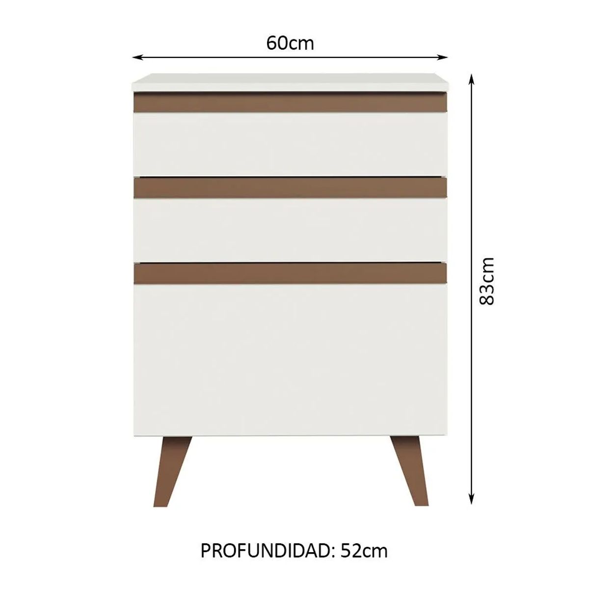 MADESA - Mueble de Cocina Bajo Reims 60 cm 3 Cajones Blanco