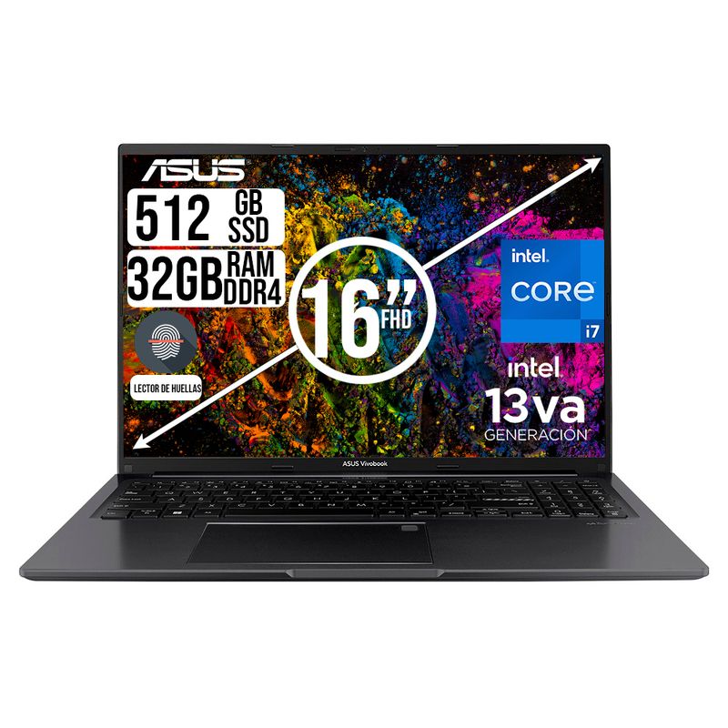 ASUS - PORTATIL ASUS VIVOBOOK INTEL CORE I7-13700H SSD 512GB RAM 32GB LED 16 FHD