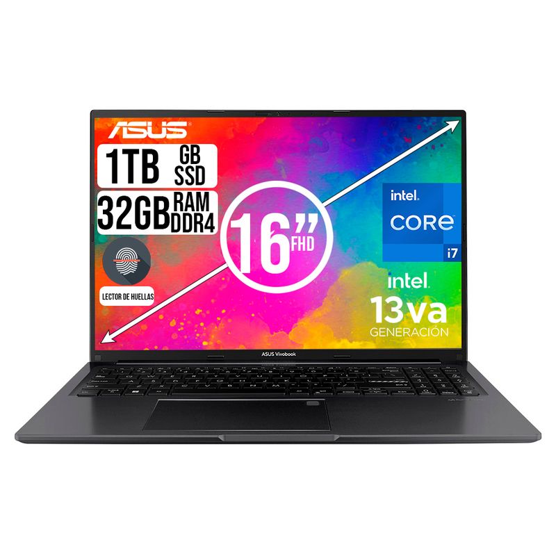 ASUS - PORTATIL ASUS VIVOBOOK INTEL CORE I7-13700H SSD 1TB RAM 32GB LED 16 FHD